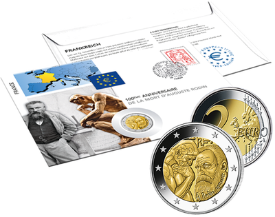 Frankreichs 2-Euro-Gedenkmünzenbrief ''100. Todestag Auguste Rodin''